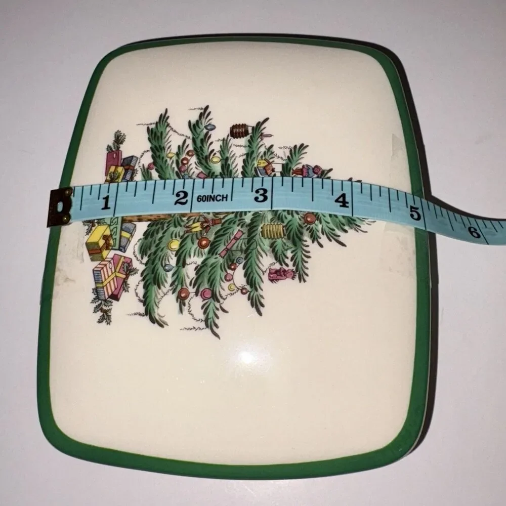 Spode Christmas Tree Covered Trinket Box Dish England